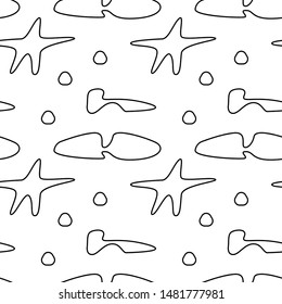 black white contour abstract figures pattern
