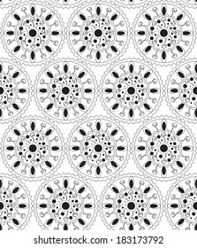 Black and White Contour Circles Seamless Pattern