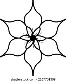 Black and white contour of a flower