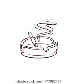 白黒の輪郭線手描きの焼き付き 灰皿にたばこを吸う スケッチスタイルのベクターイラスト 手描き タバコの燃える絵 灰皿での喫煙 のベクター画像素材 ロイヤリティフリー Shutterstock