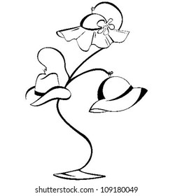 Black and white contour hat hanger vector illustration