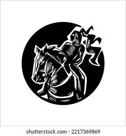 black and white contour of a horse