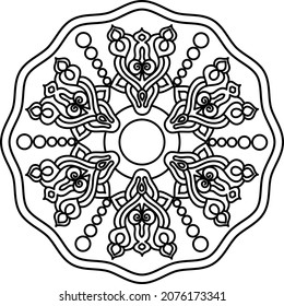 contorno blanco y negro aislado adorno circular. patrón étnico. en el plato. página de color, bordado, plantilla, henna, tatuaje.