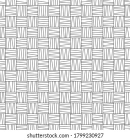 Black and White Contour Seamless Pattern of Uncolored Striped Squares for Page of Coloring Book. Continual Monochrome Background of Outline Geometry Shapes for Anti-Stress Therapy.