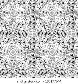 Black and White Contour Seamless Pattern