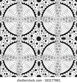 Black and White Contour Seamless Pattern