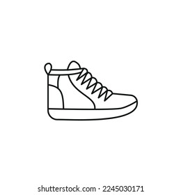 Black and white contour vector illustration of shoes. sneakers, unisex, outline sneakers. vector line. eps 10