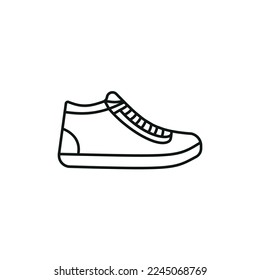 Black and white contour vector illustration of shoes. sneakers, unisex, outline sneakers. vector line. eps 10