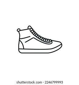 Black and white contour vector illustration of shoes. sneakers, unisex, outline sneakers. vector line. eps 10