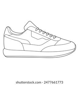 Ilustración vectorial de contorno blanco y negro de zapatos. zapatillas, unisex, zapatillas de contorno. línea de Vector.
