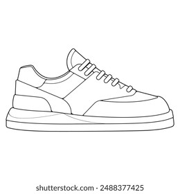 Ilustración vectorial de contorno blanco y negro de zapatos. zapatillas, unisex, zapatillas de contorno. línea de Vector.
