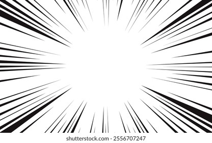 Black and white contrast background rays arranged in a circle. Concentrate on the center of the composition. For various graphic designs. Vector illustration