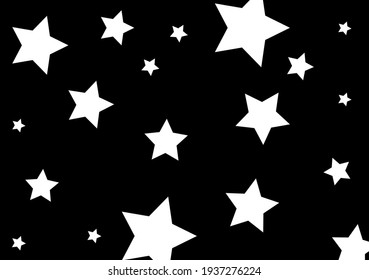 Black and white contrast card. White stars on black background. Suitable for direct printing as a contrast card for newborn. 