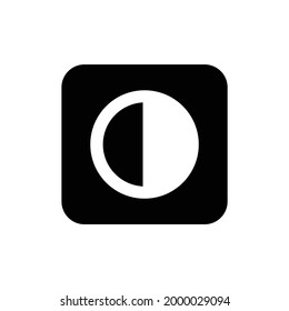 Icono de vector de círculo de contraste negro y blanco, aislado en fondo blanco
