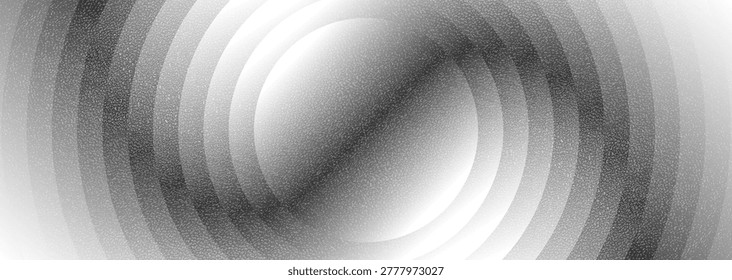Black and white contrast grunge grainy twisted circles abstract geometric background. Vector circular spiral graphic design