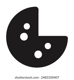 Icono de galleta en blanco y negro con cuatro agujeros. Ilustración vectorial