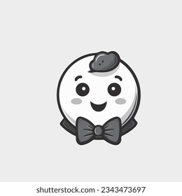 Black and White Cookie Logo Vectorial and Flat Design Flat Vector Cute Chocolate with Bow Tie