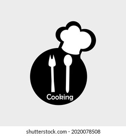 black and white cooking and eating logo design