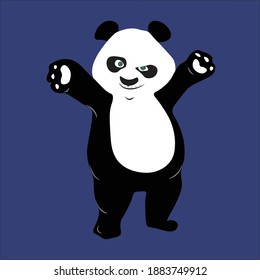 Arte vectorial de panda fresco blanco y negro.
