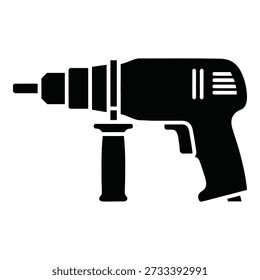 Black and white cordless power drill in side view power tool cordless drill monochrome
