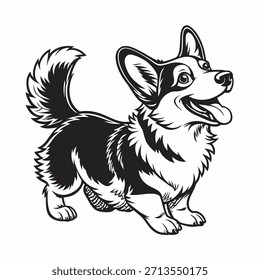 Cão de Corgi Preto e Branco