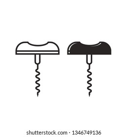 black and white corkscrew vector icon isolated on white