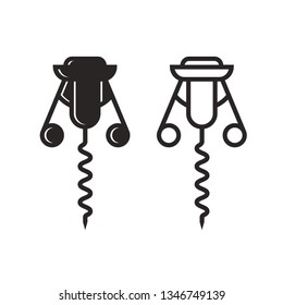 black and white corkscrew vector icon isolated on white