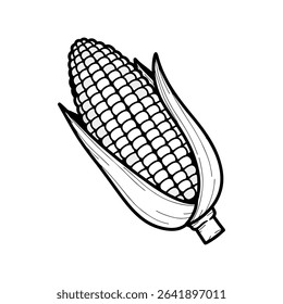 Black and white corn vector on white background