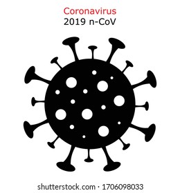 Black and white corona virus icon. 2019 n-CoV. influenza pandemic from China