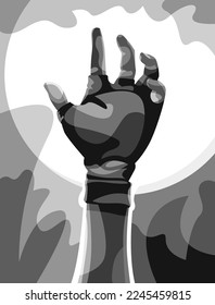 Black and white Corpse Hand illustration design vector wpap popart