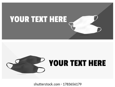 black and white cotton mask tag banner for medical graphic in covid-19 pandemic disease