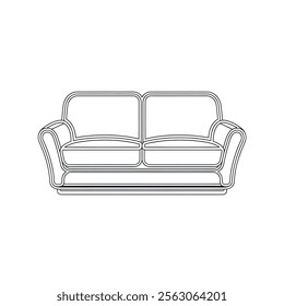 A black and white couch furniture coloring page of a line art