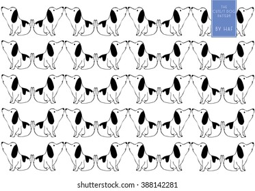 Black and white couple dog pattern vector