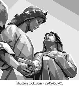 Black and white Couple statue colorful vector wpap popart illustration design
