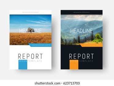 Black And White Cover For The Report. Flyer Template, Brochures In A Minimalist Style With A Rectangular Shape For A Photo And A Ribbon. Mosaic For A Sample.