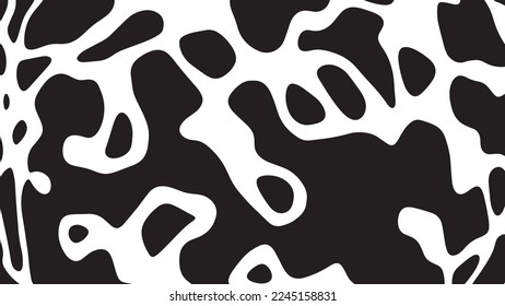 Black and white cow pattern animal skin texture. Abstract round shapes background design.