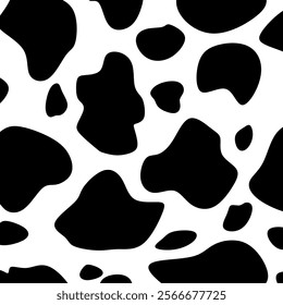 Black and white cow pattern, Seamless pattern with large and small cow spots. For wallpaper, design, banners, templates, decor, packaging, wrapping paper,  textiles, fabrics, 