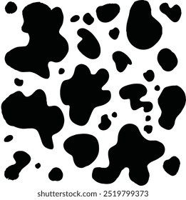 black and white cow pattern vector, doodle style. Can be used for wallpaper, pattern fills, web page background, surface textures