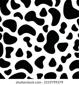 black and white cow pattern vector, doodle style. Can be used for wallpaper, pattern fills, web page background, surface textures