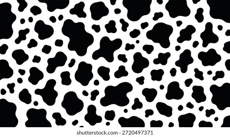 Un patrón de impresión de vaca en blanco y negro con manchas irregulares sobre un fondo blanco