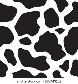 Black and White Cow Print Seamless Pattern. Traditional Dairy Farm or Ice Cream Background. Vector Pattern Tile Swatch Included.