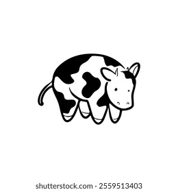 A black and white cow is standing in a field