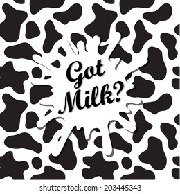 Black And White Cow Texture With Milk Spot