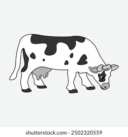 black and white cow vector