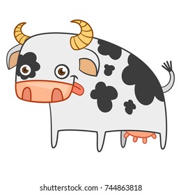 Black and white cow vector flat