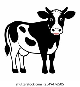 black and white cow vector icon illustration on white background