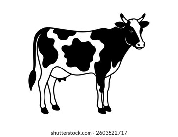 Black and White cow vector black silhouette vector illustration white background