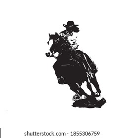 Black And White Cowgirl On Horse Logo