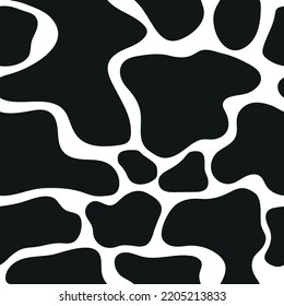 Black and white cowhide seamless pattern, monochrome animal background, pattern for fabric, wrapping or products