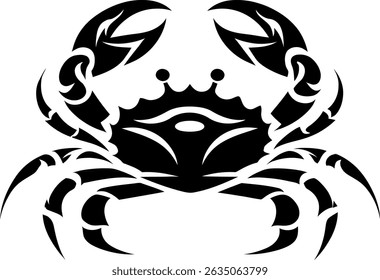 Black and White Crab – Full Body Line Art Vector Illustration for Logo or Tattoo Design